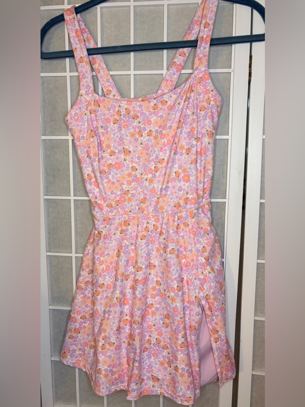 Floral Print Athletic Dress with Built-in Shorts XS